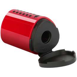 картинка Точилка пластиковая faber-castell "grip 2001 mini" 1 отверстие, контейнер, красная/синяя